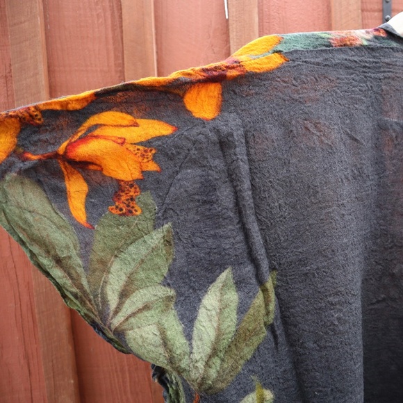 Powder Botany Bliss Charcoal 100% Wool Wrap Open Cardigan Vintage Large XL Women - Picture 11 of 16